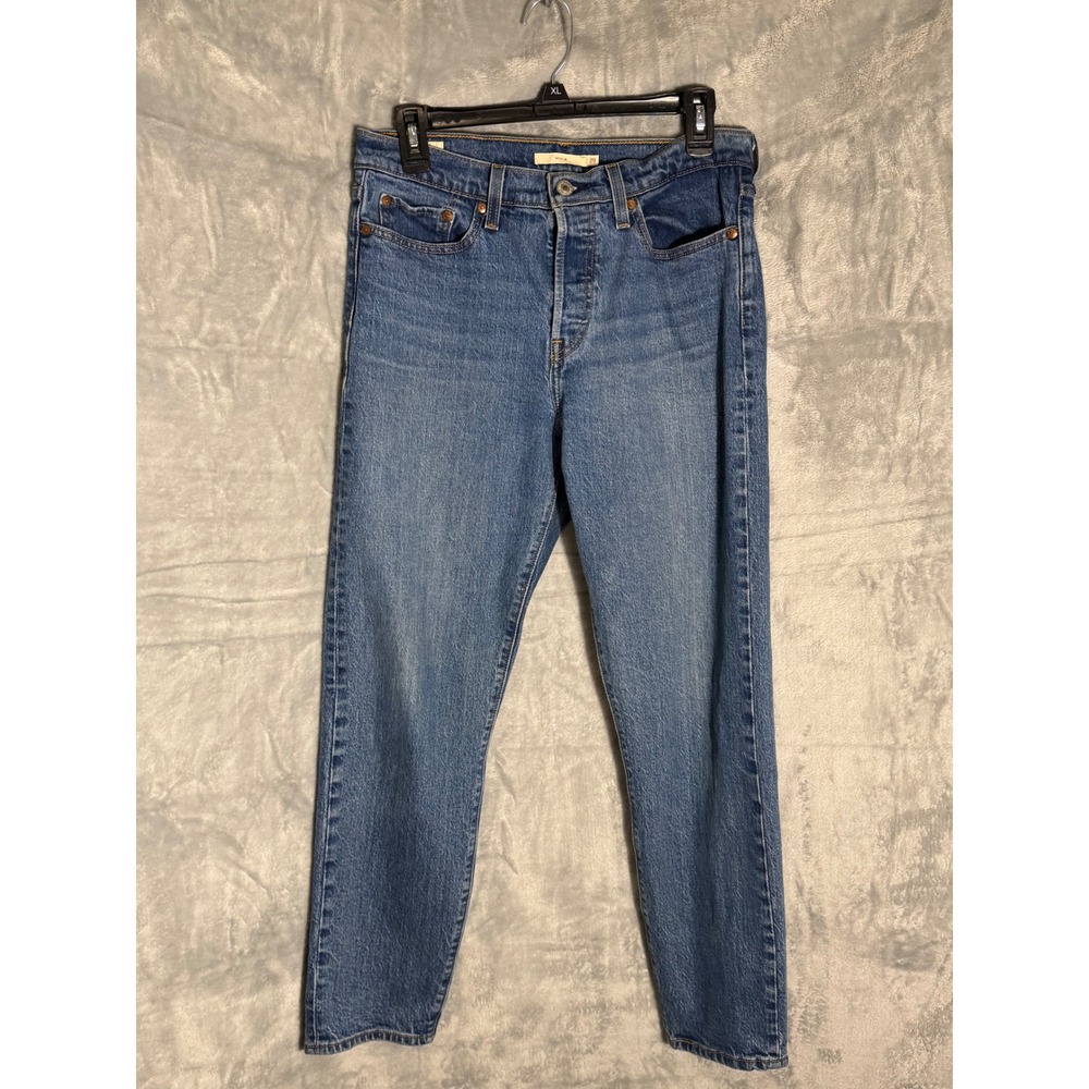 Levis Premium Wedgie Straight Jeans Womens 29 Medium Wash Blue High Rise Denim